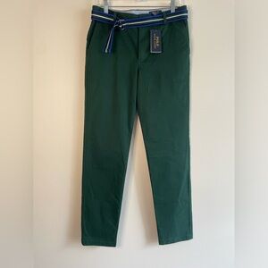 Polo Ralph Lauren NEW Boys 20 Green Stretch Skinny Chino Pants Red Pony Belted